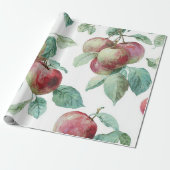Rot Grün Apfel Frucht Muster Wasserfarbe Rustikal Geschenkpapier (Ungerollt)