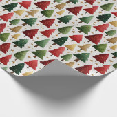 Rot & Grün Baum Urlaubsmuster Geschenkpapier (Ecke)
