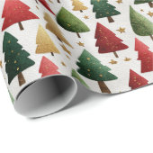 Rot & Grün Baum Urlaubsmuster Geschenkpapier (Rolleneckpunkt)