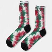 Rot & Grün | Benutzerdefinierter Name Socken (Linkes Detail)