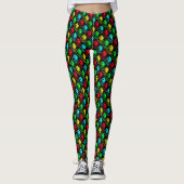 Rot-Grün-Blau-Pop Art Pandas Leggings (Vorderseite)