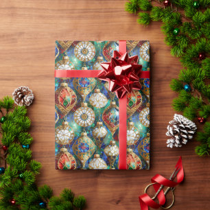 Rot Grün Blau Weiß Gold Weihnachtsdekorationen Geschenkpapier