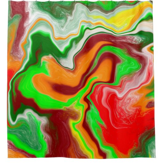 Rot, Grün, Burgund, farbenfroh Marmorflüssigkeit K Duschvorhang (Vorderseite)