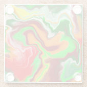 Rot, Grün, Burgund, farbenfroh Marmorflüssigkeit K Glasuntersetzer (Rückseite)