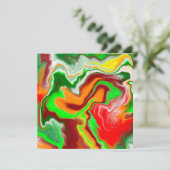 Rot, Grün, Burgund, farbenfroh Marmorflüssigkeit K Karte (Stehend Vorderseite)