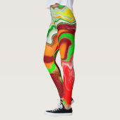 Rot, Grün, Burgund, farbenfroh Marmorflüssigkeit K Leggings (Links)