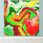 Rot, Grün, Burgund, farbenfroh Marmorflüssigkeit K Leinwanddruck (Insitu (Holzboden))
