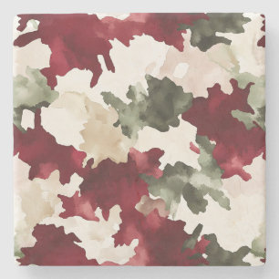 Rot Grün Creme Camo Steinuntersetzer