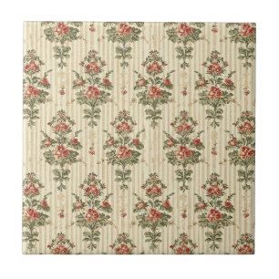 Rot Grün Damast Vintage Ornamental Klassiker Fliese