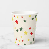 Rot Grün farbenfroh festlich Moderne frohe Weihnac Pappbecher (Rückseite)