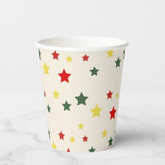 Rot Grün farbenfroh festlich Moderne frohe Weihnac Pappbecher (Vorderseite)