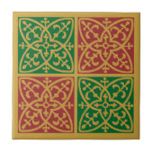Rot Grün Feiertag Fleur de Lis Musterfliese Fliese (Vorderseite)