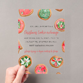 Rot Grün Festlicher Weihnachtsplätzchen-Austausch Acryleinladungen