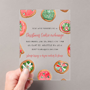 Rot Grün Festlicher Weihnachtsplätzchen-Austausch Acryleinladungen