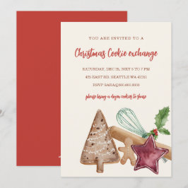 Rot Grün Festlicher Weihnachtsplätzchenaustausch W Einladung