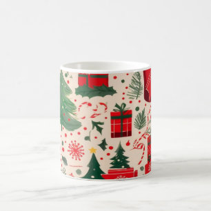 Rot-grün-festliches Weihnachtsmuster-Kaffeetasse  Kaffeetasse