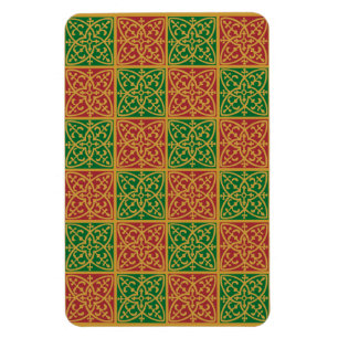 Rot Grün Fleur-de-Lis Feiertagsmuster Magnet