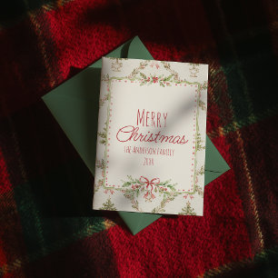 Rot Grün Florales Bogen-Frame Frohe Weihnachten