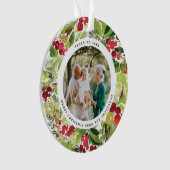 Rot-Grün-Foto festlich modern botanisch Ornament (Vorderseite)