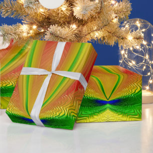 ~ Rot-Grün-Gelb-Fraktal ~ Weihnachten Geschenkpapier