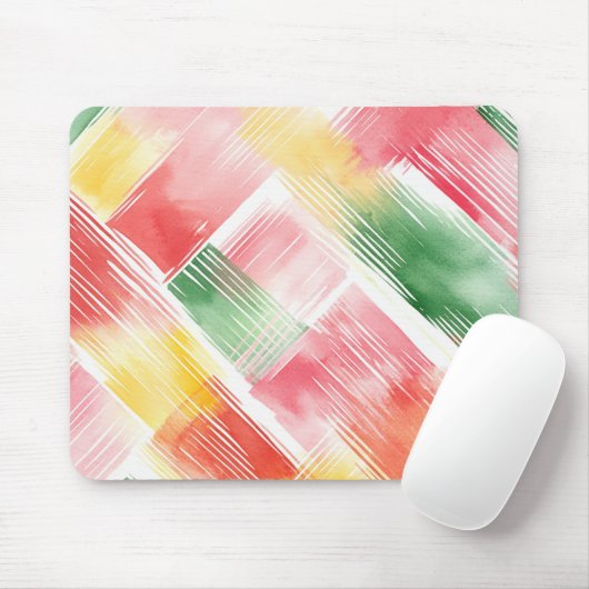 Rot Grün Gelbe Abstrakte Streifen Mousepad (Mit Mouse)