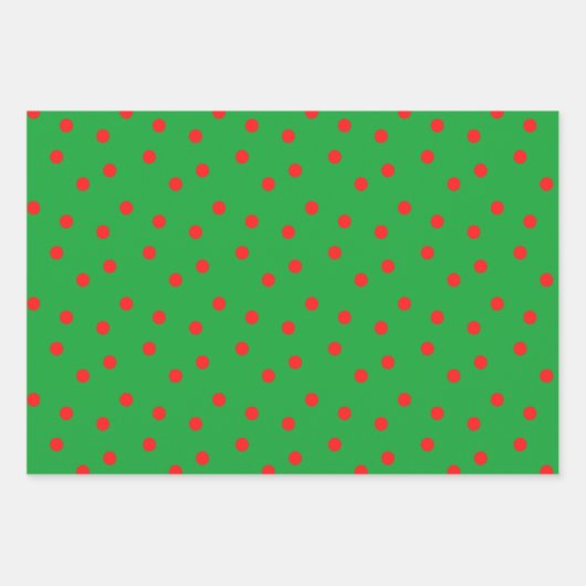 Rot-Grün-Gelber Polka-Dot Geschenkpapier Set (Vorderseite 3)