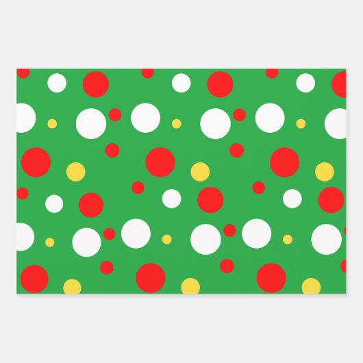 Rot-Grün-Gelber Polka-Dot Geschenkpapier Set (Vorderseite 2)