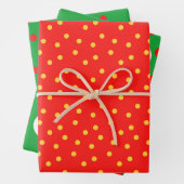 Rot-Grün-Gelber Polka-Dot Geschenkpapier Set (Beispiel)