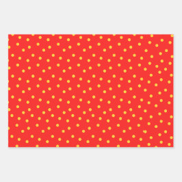 Rot-Grün-Gelber Polka-Dot Geschenkpapier Set