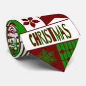 Rot/Grün Geometrisches Muster Frohe Weihnachtsfeie Krawatte (Gerollt)