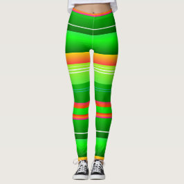 Rot-grün gestreift Leggings