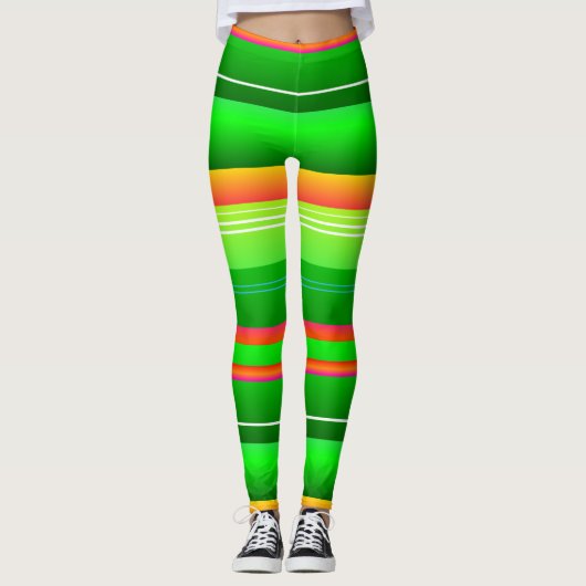 Rot-grün gestreift Leggings (Vorderseite)