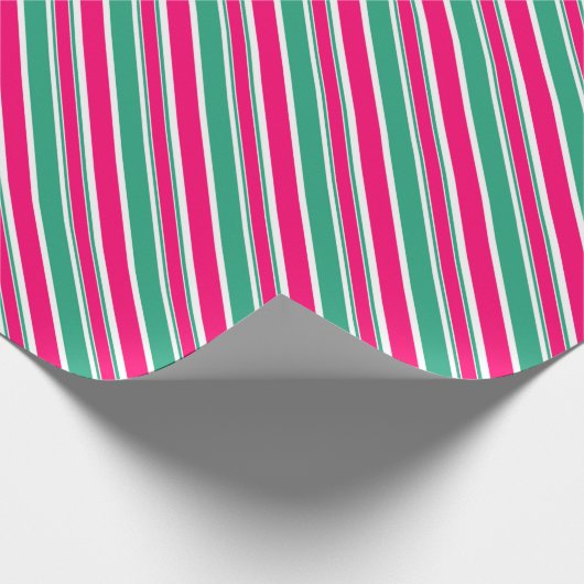 Rot-grün gestreiftes horizontales Muster Geschenkpapier (Ecke)