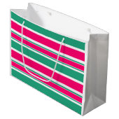 Rot-grün gestreiftes horizontales Muster Große Geschenktüte (Vorderseite Schrägansicht)