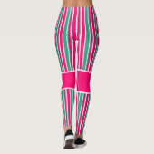 Rot-grün gestreiftes horizontales Muster Leggings (Rückseite)