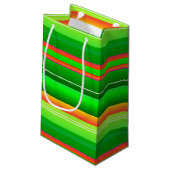 Rot-grün gestreiftes künstlerisches Muster Kleine Geschenktüte (Rückseite Schrägansicht)