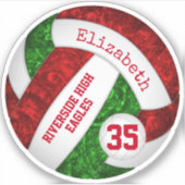 Rot-Grün Girl-Volleyball-Mannschaftsfarben Aufkleber (Vorderseite)