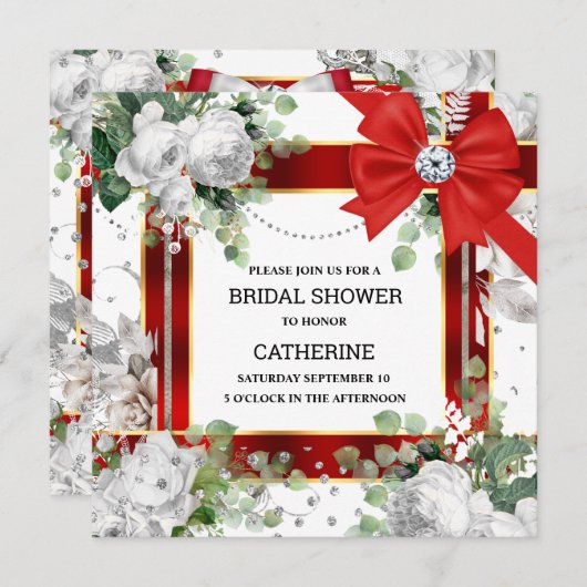 Rot-Grün-Glitzer-Bogen Diamant elegant elegant ele Einladung (Vorne/Hinten)