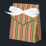 Rot, Grün, Gold gestreift Geschenkschachtel<br><div class="desc">Rote,  grüne und goldgestreifte Greifbox mit farbiger Krawatte. Perfekt für alle Geschenkthemen; einfach/minimalistisch bis maximalistisch,  je nach zusätzlichen Verzierungen.</div>