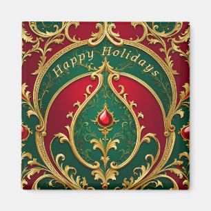 Rot Grün Gold Weihnachts-Feiertags-Magnet Magnet