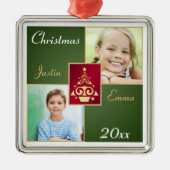 Rot, grün, Golderstklassige Silbernes Ornament (Vorne)