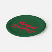 Rot grün "Happy Holidays" Pappteller (Schrägansicht)