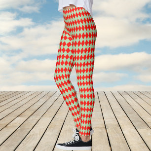 Rot-Grün-Harlequin-Karo-Muster Leggings