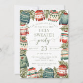 Rot-Grün hässlicher Pullover Weihnachtsweihnachtsz Einladung (Vorderseite)