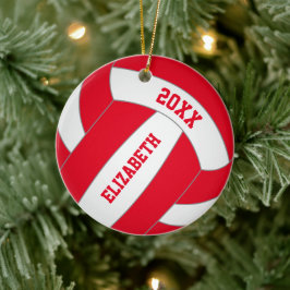 Rot grün JE Farbe personalisierte Mädchenvolleybal Keramik Ornament