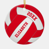 Rot grün JE Farbe personalisierte Mädchenvolleybal Keramik Ornament (Vorne)
