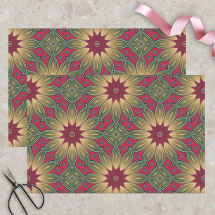 Rot Grün Kaleidoskop Geometrisches Blumenmuster Seidenpapier