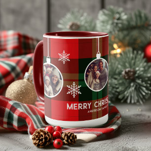 Rot Grün Kariert Buffalo Check Foto Weihnachten Tasse