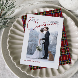 Rot & Grün Kariert Frohe Weihnachten Schrift Foto