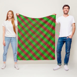 Rot & Grün kariert Glitter Fleecedecke